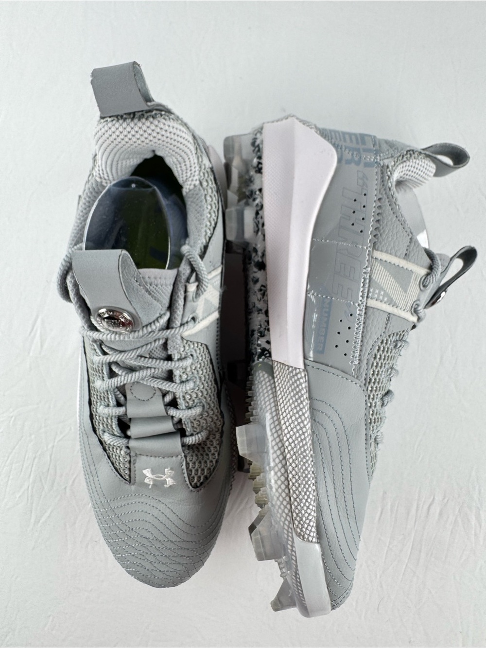 Under Armour Harper 7 Low Elite TPU Baseball Cleats Gray White Mens Size 12 - Picture 1 of 8